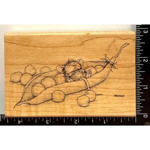 HTF House-Mouse Ellen Jarecki Pea Pod Nap Monica HMP48 Wood mounted Rubber Stamp